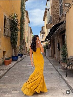 House of CB Rosalia Mustard Yellow Embellished Maxi Dress